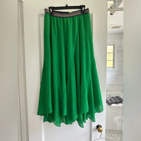 Anthropologie Vanessa Virginia Colima Elegant Maxi Green Skirt - Picture 1 of 4